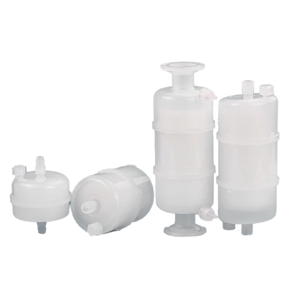 Capsule filter cartridge on a white background