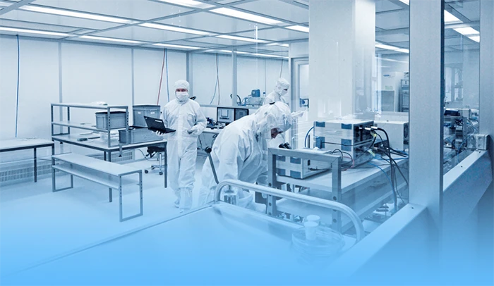 Researchers working in the laboratory