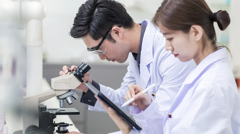 Researchers working in the laboratory