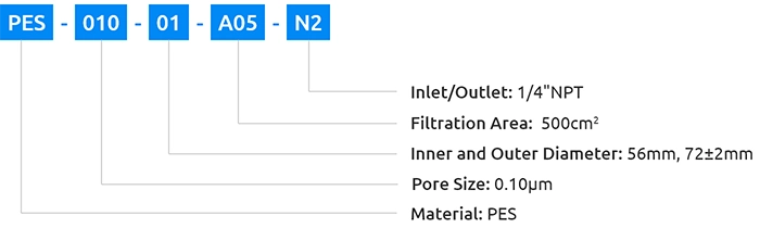 PES capsule filter cartridge ordering information image