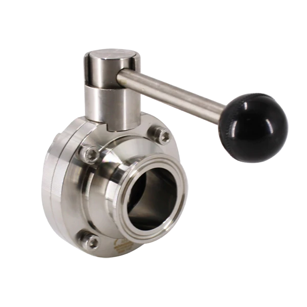 Sanitary butterfly valve on a white background
