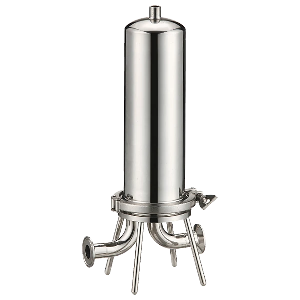 Sanitary filter housing on a white background