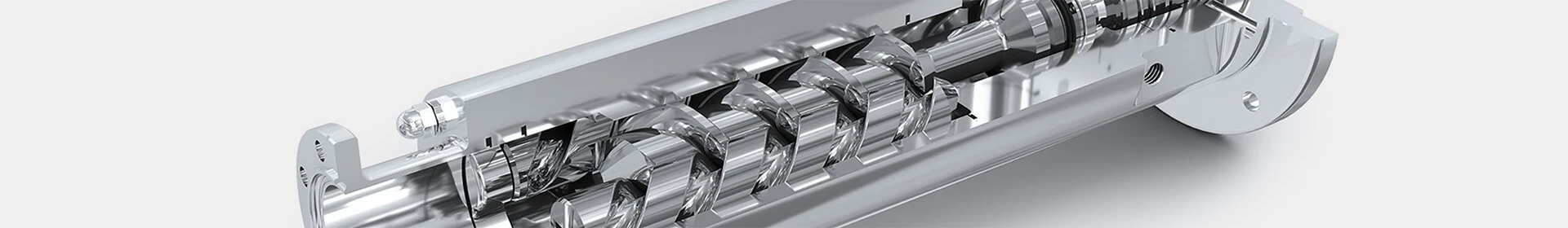 Sanitary screw pump under gray background