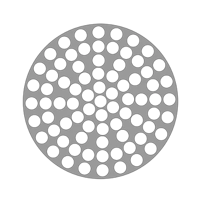 Cross section geometry of 61-hole ceramic membrane