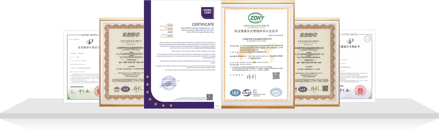 Collection of quality certification certificates for supplier partners