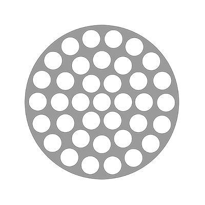 Cross section geometry of 31-hole ceramic membrane